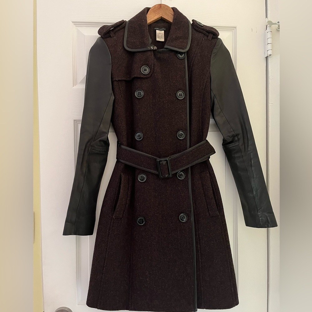 Beautiful wool and leather coat by Laura Clement